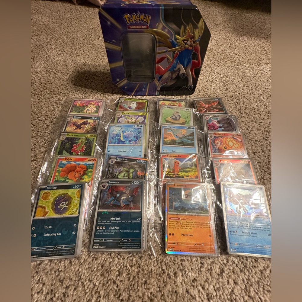 Pokemon Tin with Colorful Trading Cards